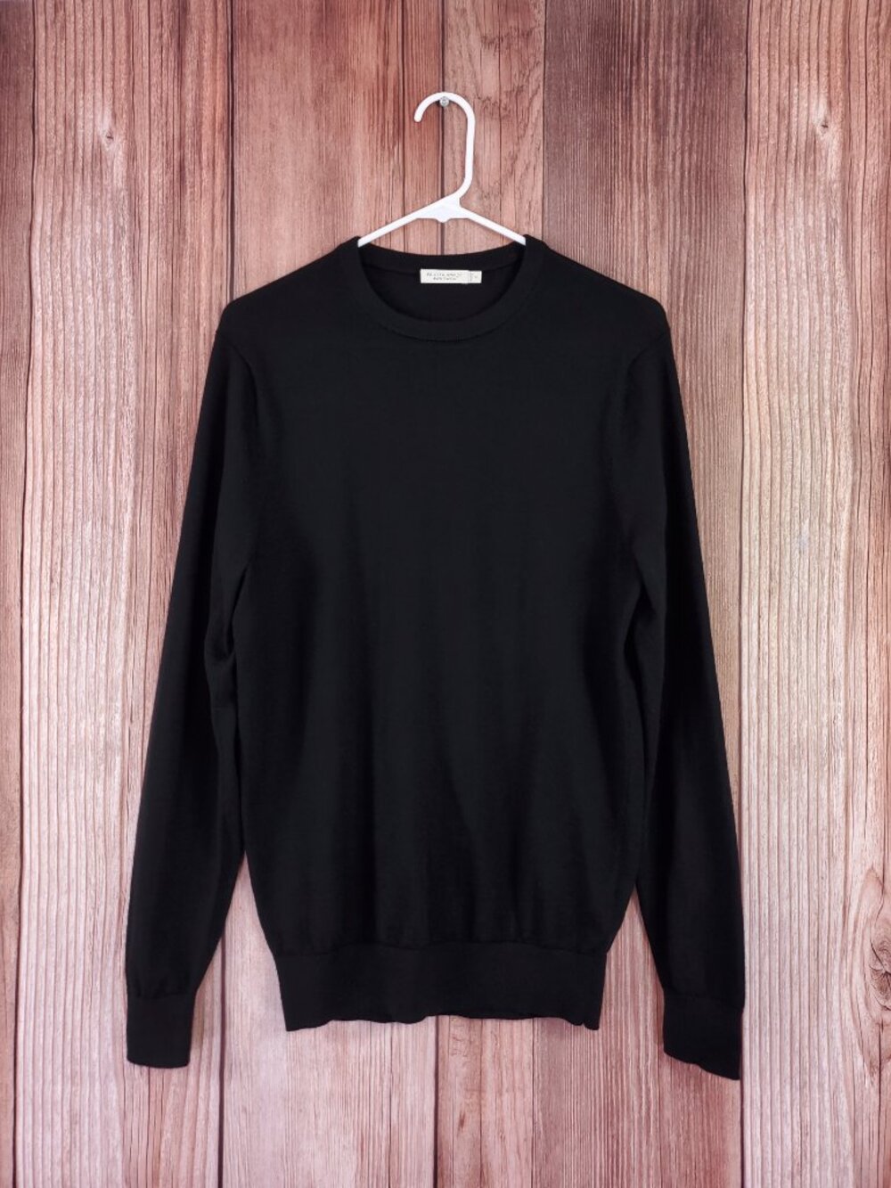 Suitsupply Mens Medium Pure Merino Wool Knit Crewneck Sweater Black SW1747